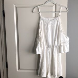 White Shoulderless Romper